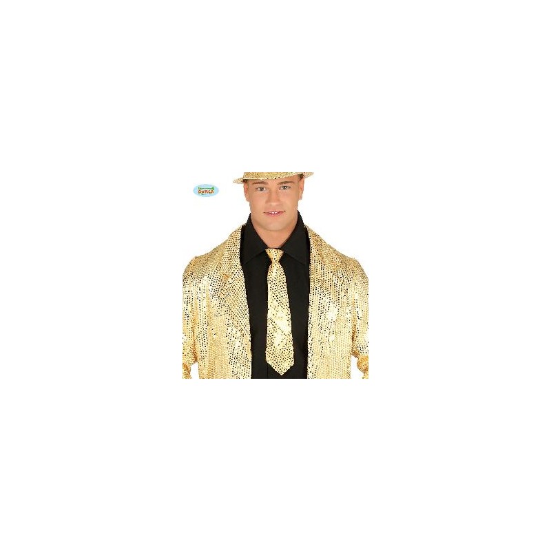 -CORBATA LENTEJUELAS ORO 35CM