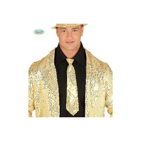 -CORBATA LENTEJUELAS ORO 35CM