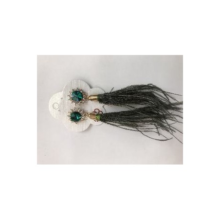 PENDIENTE PLUMA PIEDRA ESMERALDA
