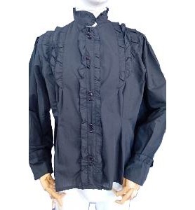 -CAMISA MUJER NEGRA VOLANTES L