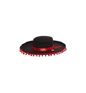 SOMBRERO MEJICANO BORLAS ROJAS