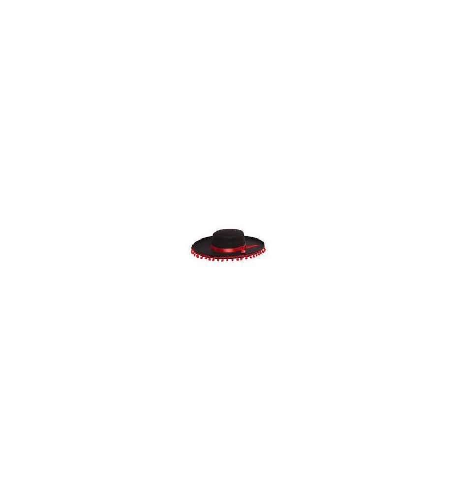 SOMBRERO MEJICANO BORLAS ROJAS