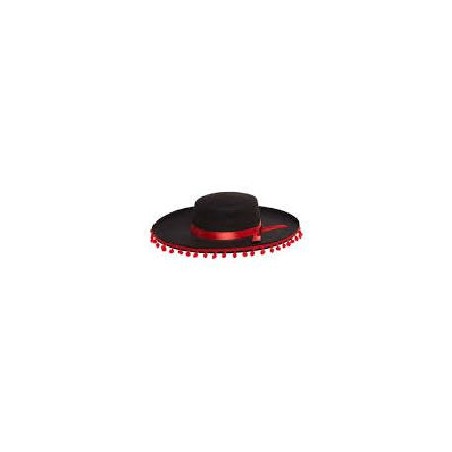 SOMBRERO MEJICANO BORLAS ROJAS
