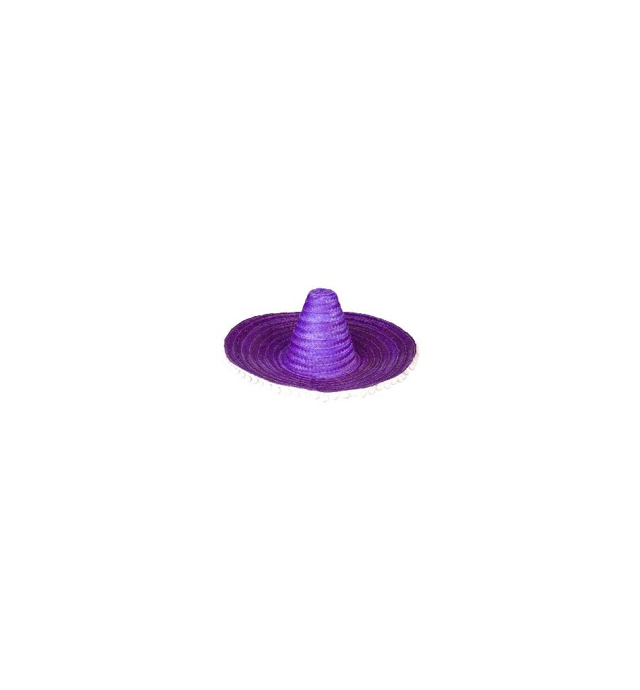 -SOMBRERO MEJICANO CON BORLAS LILA