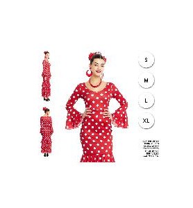 -DISFRAZ SEVILLANA ROJO LUNAR BLANCO XL