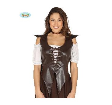 -CORPIÑO CUERO MEDIEVAL MUJER MARRON