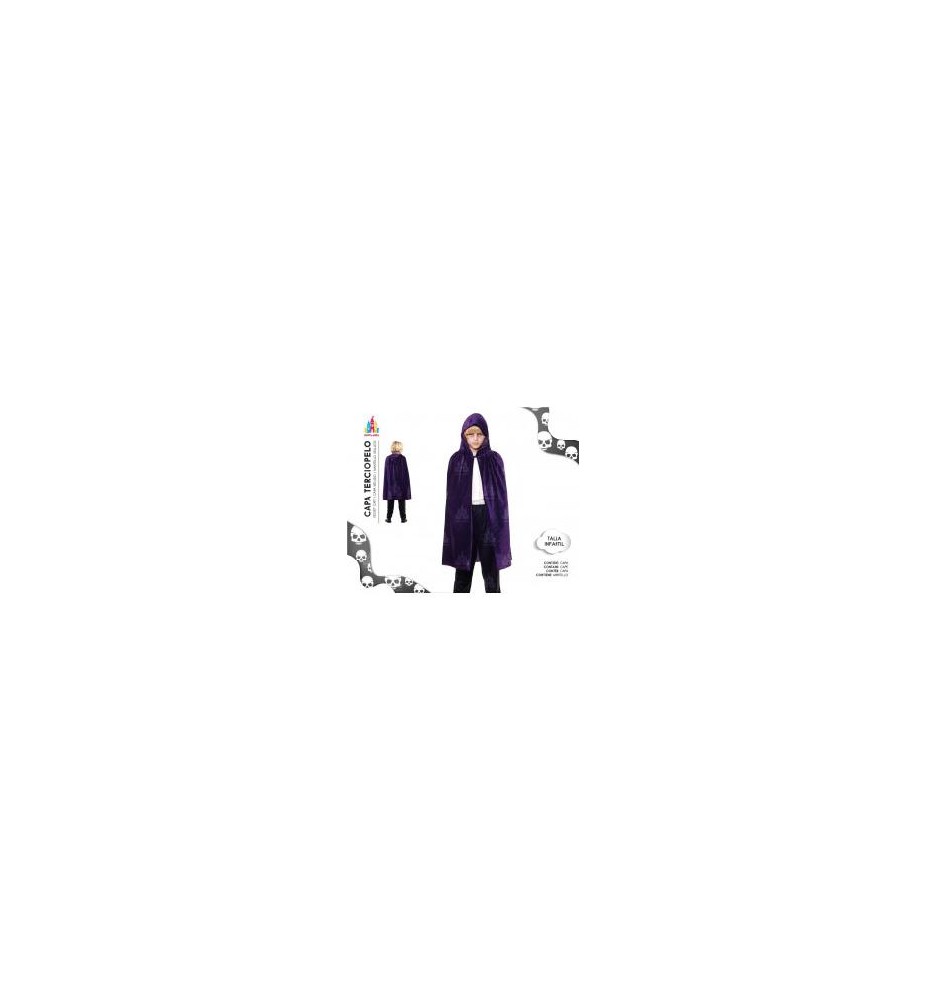 -CAPA TERCIOPELO MORADA CON CAPUCHA