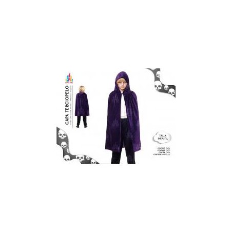 -CAPA TERCIOPELO MORADA CON CAPUCHA