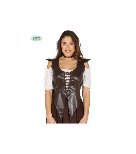 -CORPIÑO CUERO MEDIEVAL MUJER MARRON