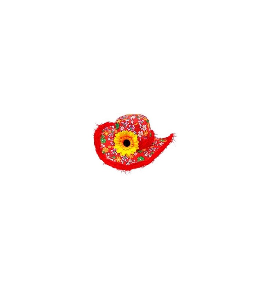 -SOMBRERO DE FLOR CON PELO ROJO