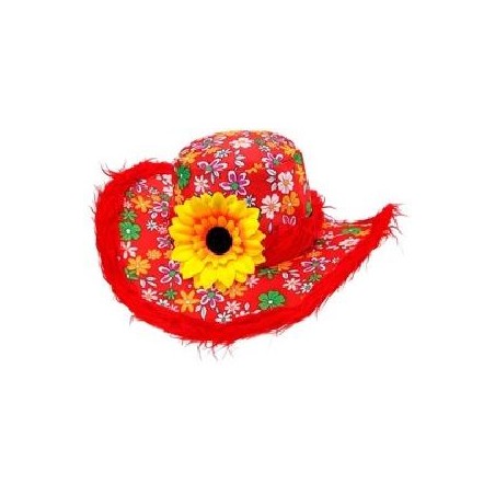 -SOMBRERO DE FLOR CON PELO ROJO