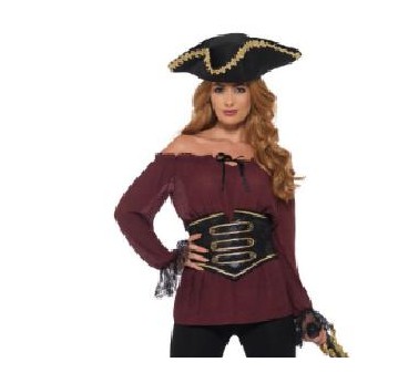 -CAMISA PIRATA DELUXE GRANATE CON CORPIÑO S