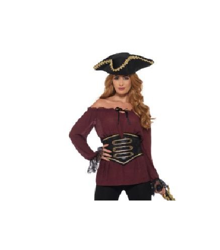 -CAMISA PIRATA DELUXE GRANATE CON CORPIÑO S