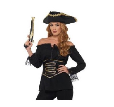 -CAMISA PIRATA DELUXE NEGRA CON CORPIÑO M