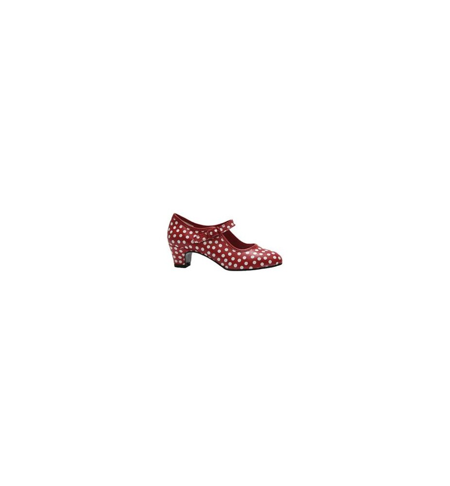 -ZAPATO GITANILLA FERIA ROJO LUNAR BLANCO 26