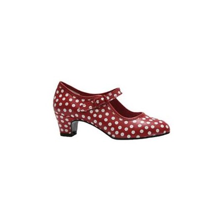 -ZAPATO GITANILLA FERIA ROJO LUNAR BLANCO 26