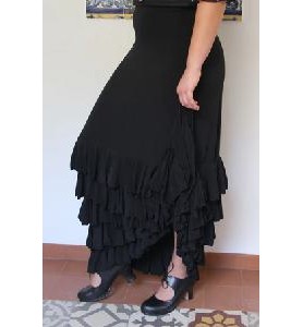 -FALDA NEGRA 6 VOLANTES S