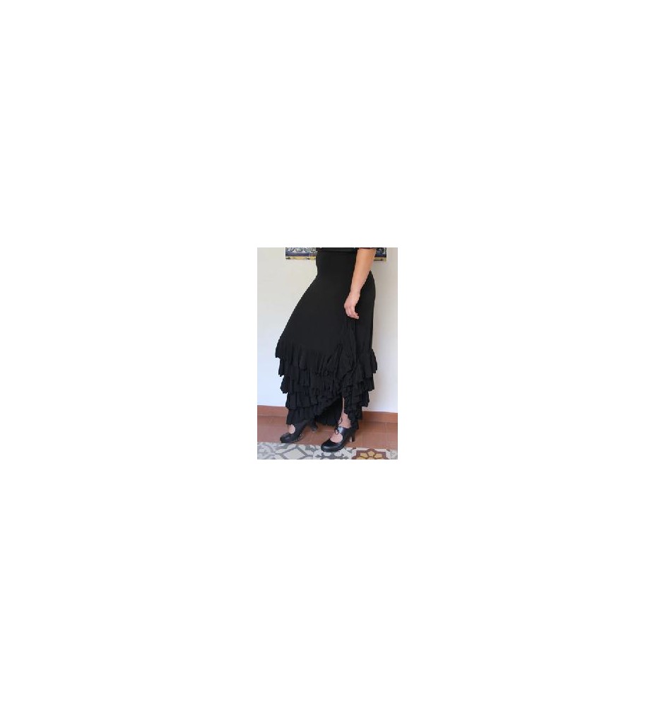 -FALDA NEGRA 6 VOLANTES S