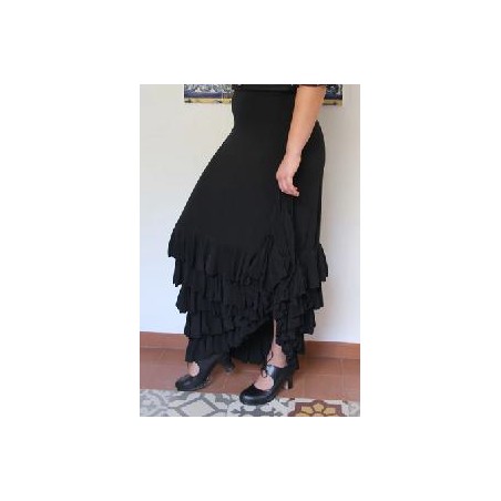 -FALDA NEGRA 6 VOLANTES M