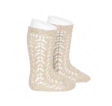 -CALCETINES ALTOS BEIGE CALADO 39-41