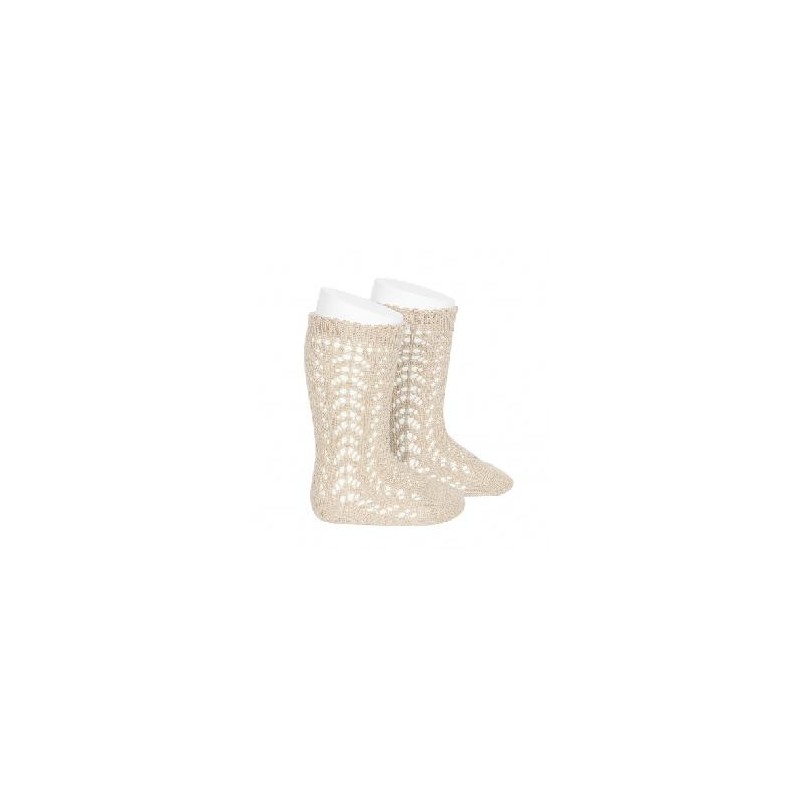 -CALCETINES ALTOS BEIGE CALADO 39-41