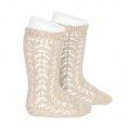 -CALCETINES ALTOS BEIGE CALADO 39-41