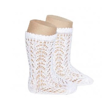 -CALCETINES ALTOS BLANCO CALADO 39-41