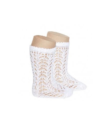 -CALCETINES ALTOS BLANCO CALADO 39-41