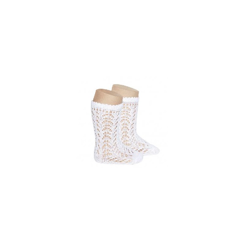 -CALCETINES ALTOS BLANCO CALADO 3-6 MESES