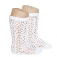 -CALCETINES ALTOS BLANCO CALADO 3-6 MESES