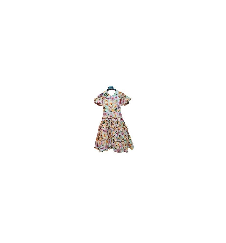 -VESTIDO MARISMA CANASTERO ROSAS NARANJAS 10