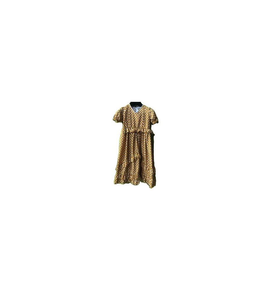 -VESTIDO MARIA CASTAÑA MOSTAZA Y LUNAR CRUDO 4