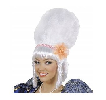 -PELUCA MARQUESA CON PERLAS BLANCAS Y FLOR ROSA