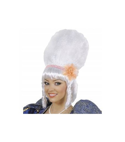 -PELUCA MARQUESA CON PERLAS BLANCAS Y FLOR ROSA
