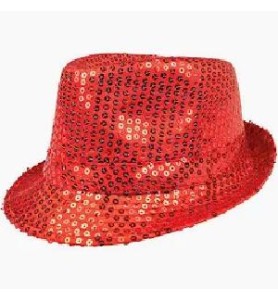 -SOMBRERO GANSTER LENTEJUELAS ROJO