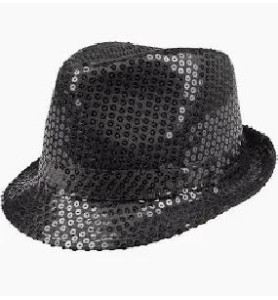 -SOMBRERO GANSTER LENTEJUELAS NEGRO