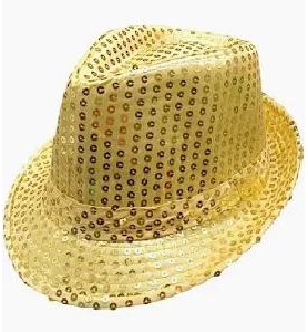 -SOMBRERO GANSTER LENTEJUELAS DORADO