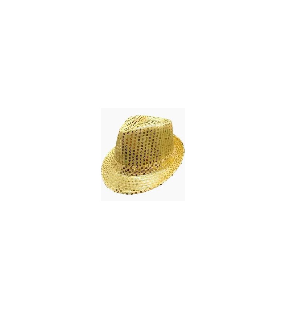 -SOMBRERO GANSTER LENTEJUELAS DORADO